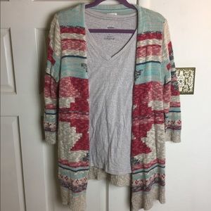 Tribal Print Flyaway Cardigan